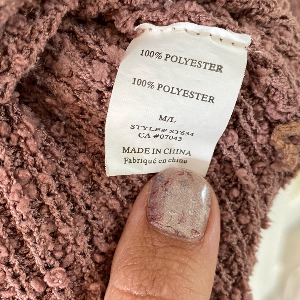 Dreamers Pink V-Neck Sweater Relaxed Fit - Picture 3 of 5